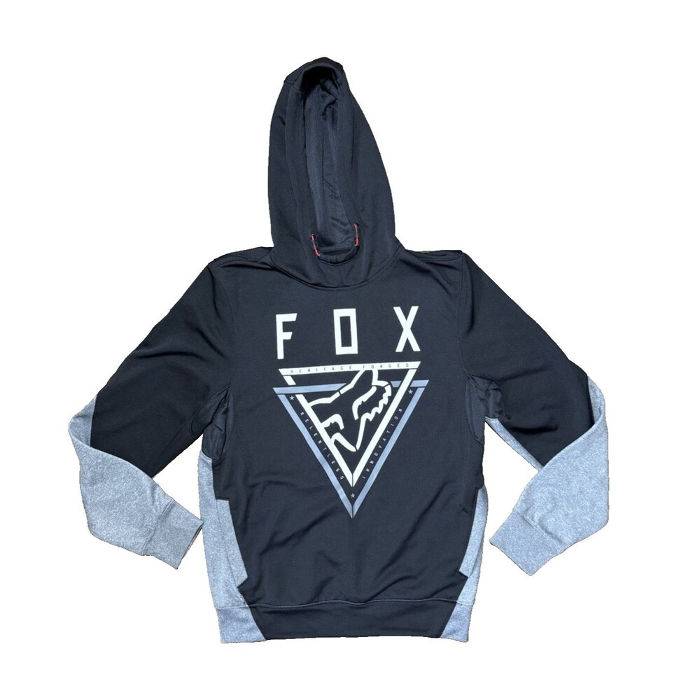 Fox Racing Black Grey Graphic Hoodie Sweatshirt Mens M/L
